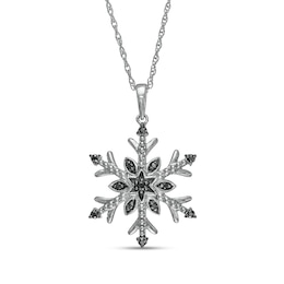 0.10 CT. T.W. Black Enhanced Diamond Snowflake Pendant in Sterling Silver