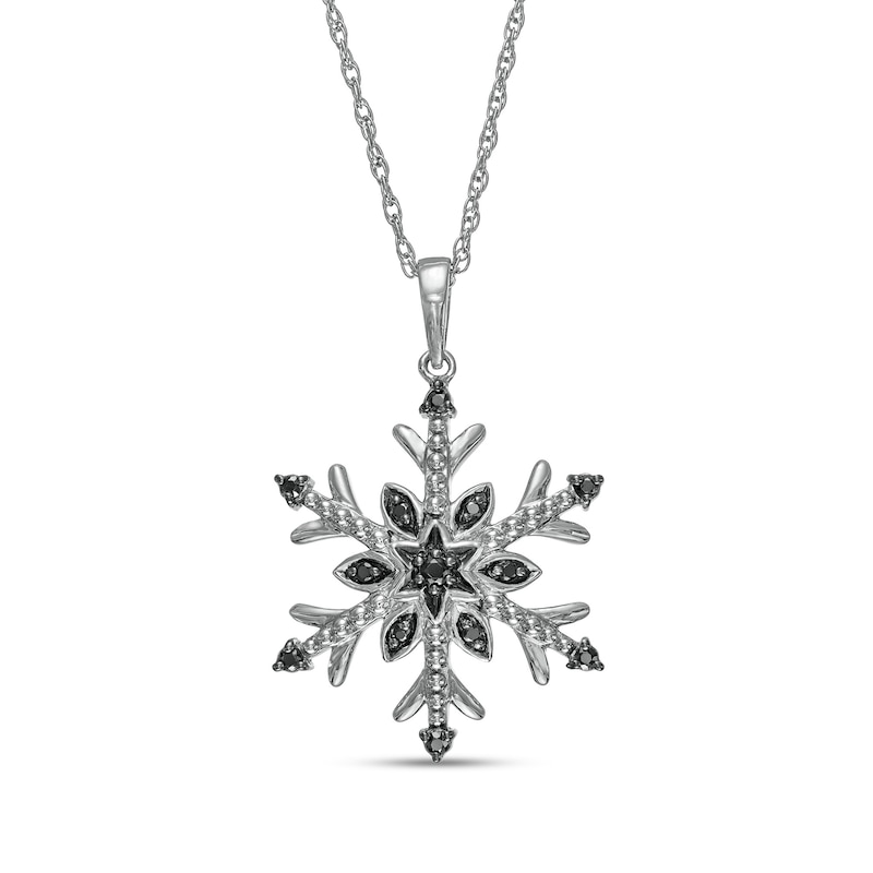 0.10 CT. T.W. Black Enhanced Diamond Snowflake Pendant in Sterling Silver|Peoples Jewellers