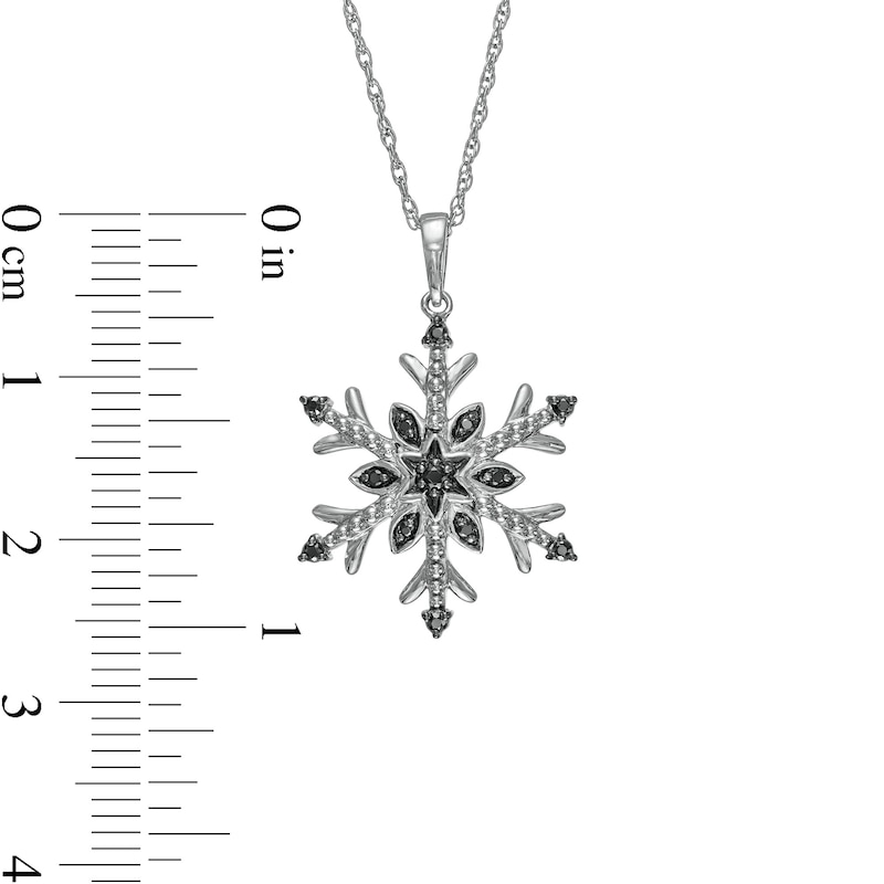 0.10 CT. T.W. Black Enhanced Diamond Snowflake Pendant in Sterling Silver