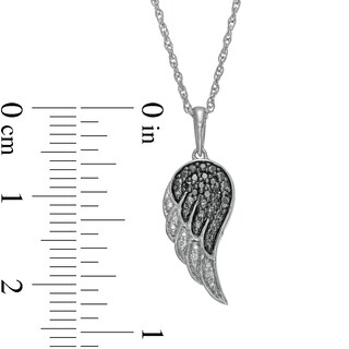 0.04 CT. T.W. Black Enhanced and White Diamond Wing Pendant in Sterling Silver