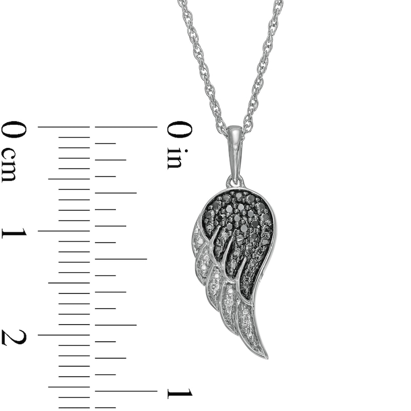 Main Image 3 of 0.04 CT. T.W. Black Enhanced and White Diamond Wing Pendant in Sterling Silver