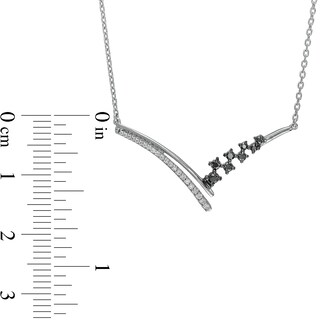 0.20 CT. T.W. Black Enhanced and White Diamond Chevron Necklace is fashioned in Sterling Silver