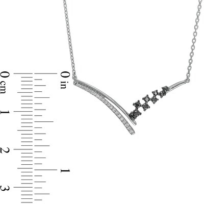 0.20 CT. T.W. Black Enhanced and White Diamond Chevron Necklace is fashioned in Sterling Silver