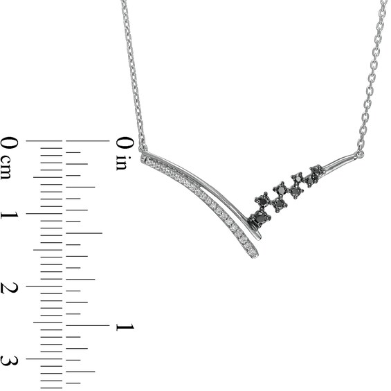 0.20 CT. T.W. Black Enhanced and White Diamond Chevron Necklace is fashioned in Sterling Silver