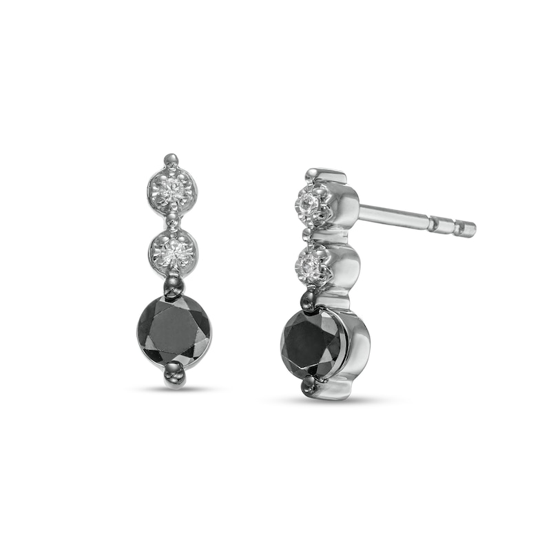 0.25 CT. T.W. Black Enhanced and White Diamond Drop Earrings in Sterling Silver|Peoples Jewellers