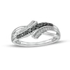 Thumbnail Image 1 of 0.25 CT. T.W. Black Enhanced and White Diamond Bypass Ring in Sterling Silver