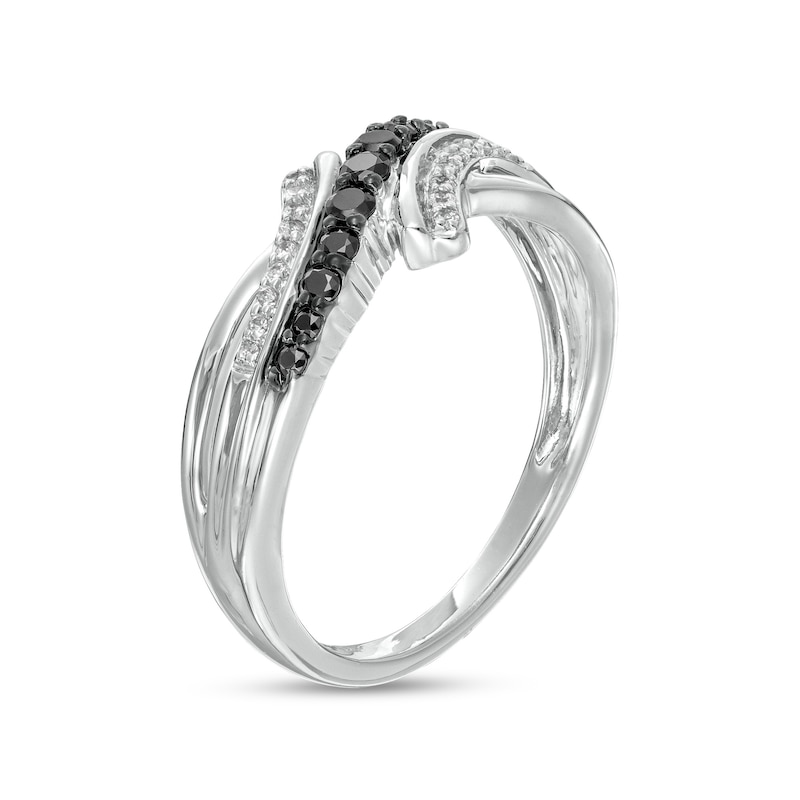 Main Image 3 of 0.25 CT. T.W. Black Enhanced and White Diamond Bypass Ring in Sterling Silver