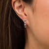 Thumbnail Image 2 of 0.25 CT. T.W. Black Enhanced and White Diamond "V" Pattern Hoop Earrings in Sterling Silver