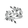 Thumbnail Image 1 of 0.10 CT. T.W. Black Diamond Leaf Wrap Ring in Sterling Silver