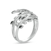 Thumbnail Image 3 of 0.10 CT. T.W. Black Diamond Leaf Wrap Ring in Sterling Silver