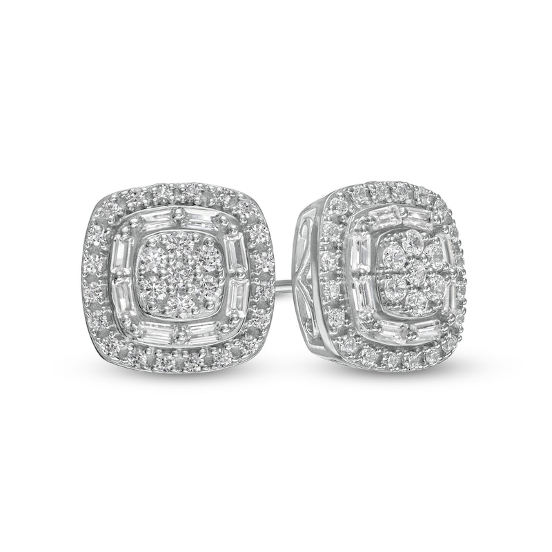 1.00 CT. T.W. Composite Cushion-Shaped Diamond Stud Earrings in 10K Gold|Peoples Jewellers