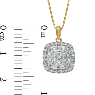 0.50 CT. T.W. Composite Cushion-Shaped Diamond Frame Pendant in 10K Gold