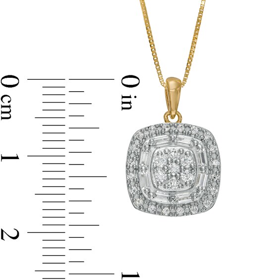 0.50 CT. T.W. Composite Cushion-Shaped Diamond Frame Pendant in 10K Gold