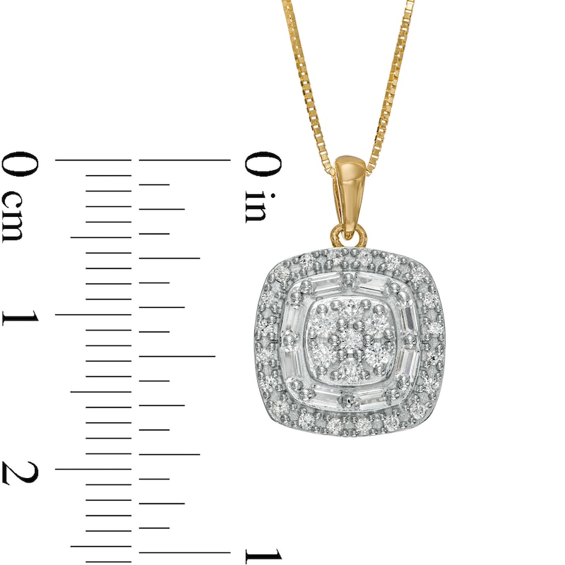 0.50 CT. T.W. Composite Cushion-Shaped Diamond Frame Pendant in 10K Gold