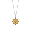 Enchanted Disney Jasmine Swiss Blue Topaz and Diamond Accent Flower Pendant in Sterling Silver and 10K Gold – 19"