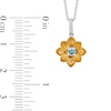 Enchanted Disney Jasmine Swiss Blue Topaz and Diamond Accent Flower Pendant in Sterling Silver and 10K Gold – 19"