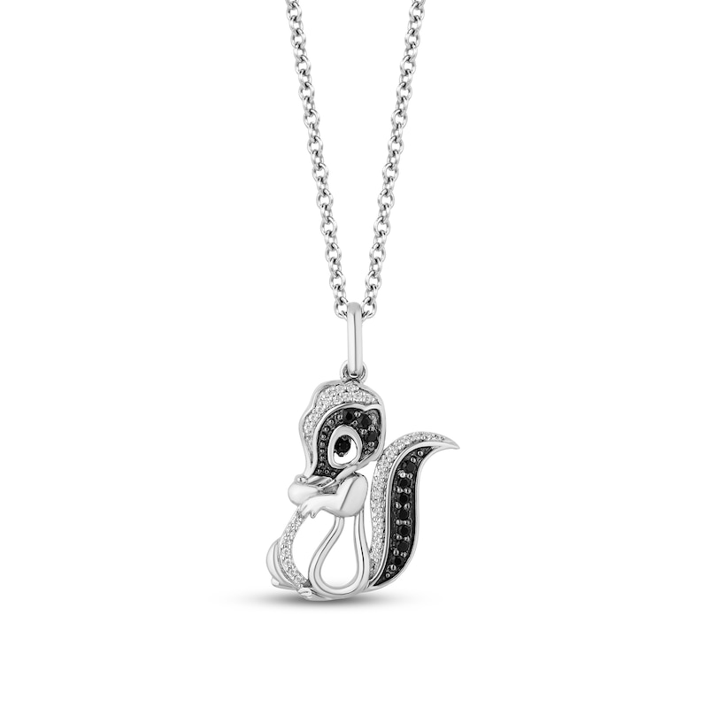 Main Image 1 of Disney Treasures Bambi 0.145 CT. T.W. Black and White Diamond Flower Pendant in Sterling Silver – 19"
