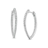 Thumbnail Image 1 of Graduating White Lab-Created Sapphire V-Shape Oval Inside-Out Hoop Earrings in Sterling Silver