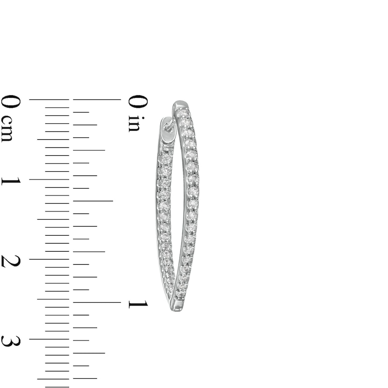 Graduating White Lab-Created Sapphire V-Shape Oval Inside-Out Hoop Earrings in Sterling Silver