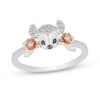 Thumbnail Image 0 of Disney Treasures Bambi 0.085 CT. T.W. Diamond Floral Shank Ring in Sterling Silver and 10K Rose Gold