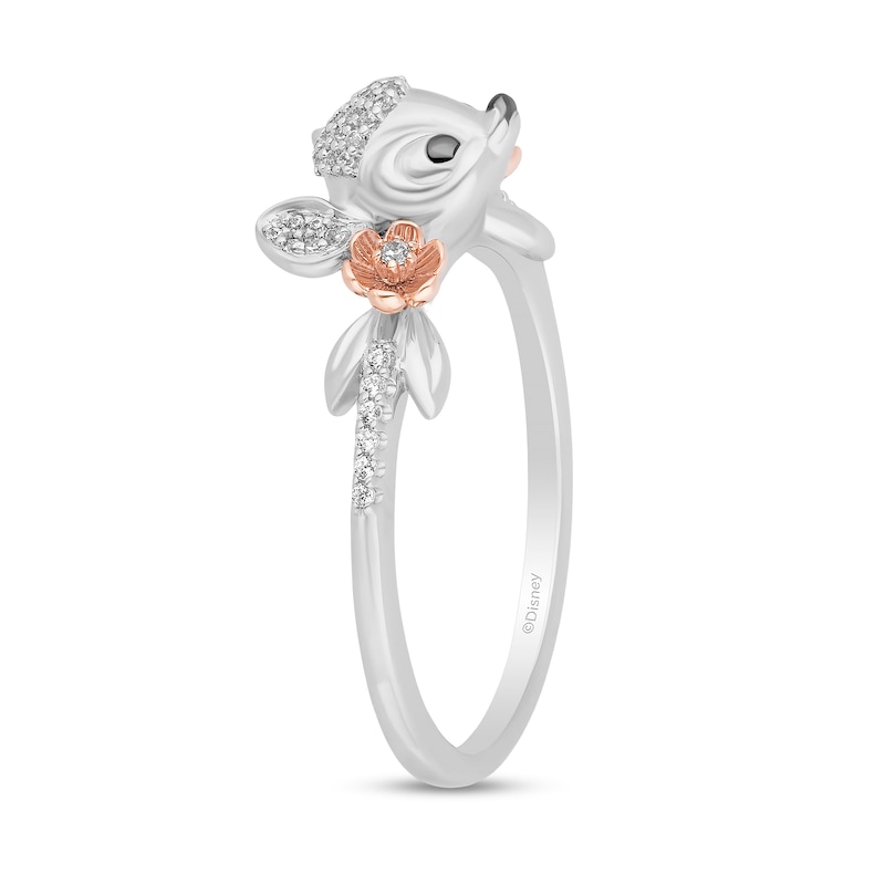 Disney Treasures Bambi 0.085 CT. T.W. Diamond Floral Shank Ring in Sterling Silver and 10K Rose Gold