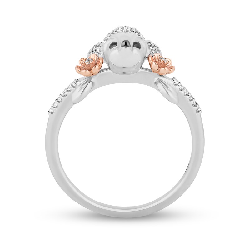 Disney Treasures Bambi 0.085 CT. T.W. Diamond Floral Shank Ring in Sterling Silver and 10K Rose Gold