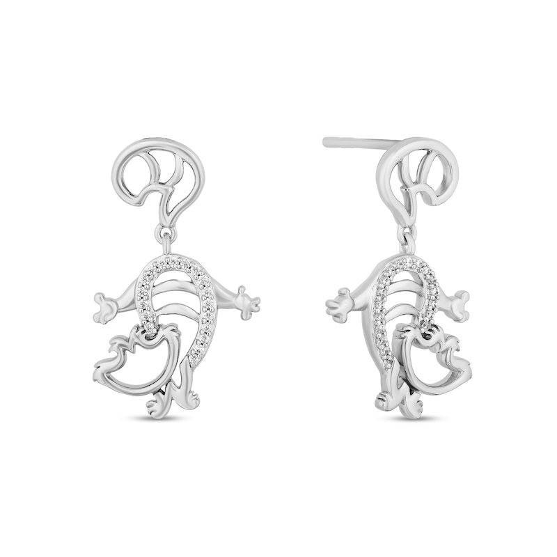 Disney Treasures Alice in Wonderland 0.085 CT. T.W. Diamond Cheshire Cat Drop Earrings in Sterling Silver