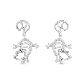 Disney Treasures Alice in Wonderland 0.085 CT. T.W. Diamond Cheshire Cat Drop Earrings in Sterling Silver