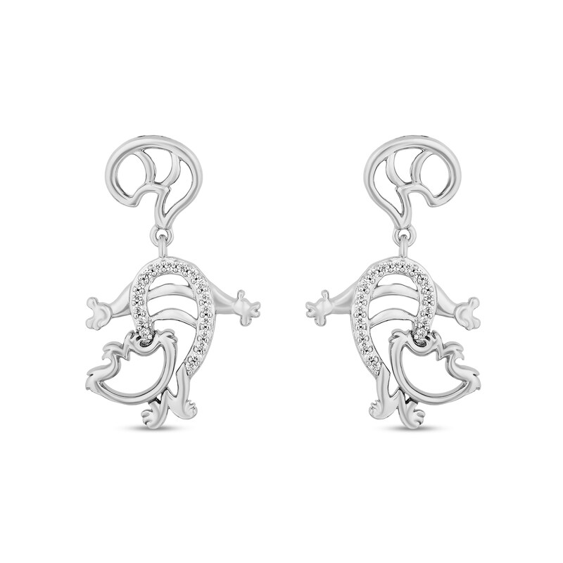 Disney Treasures Alice in Wonderland 0.085 CT. T.W. Diamond Cheshire Cat Drop Earrings in Sterling Silver