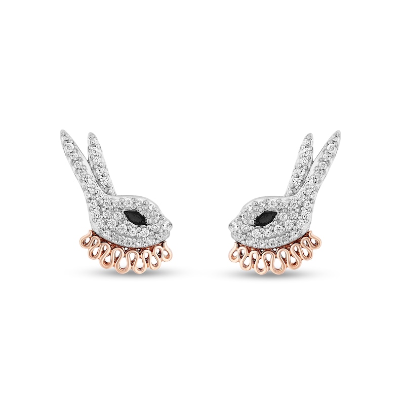 Main Image 2 of Disney Treasures Alice in Wonderland 0.145 CT. T.W. Diamond White Rabbit Earrings in Sterling Silver and 10K Rose Gold