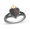 Thumbnail Image 0 of Disney Treasures Alice in Wonderland Garnet and 0.18 CT. T.W. Diamond Red Queen Ring in Sterling Silver and 10K Gold