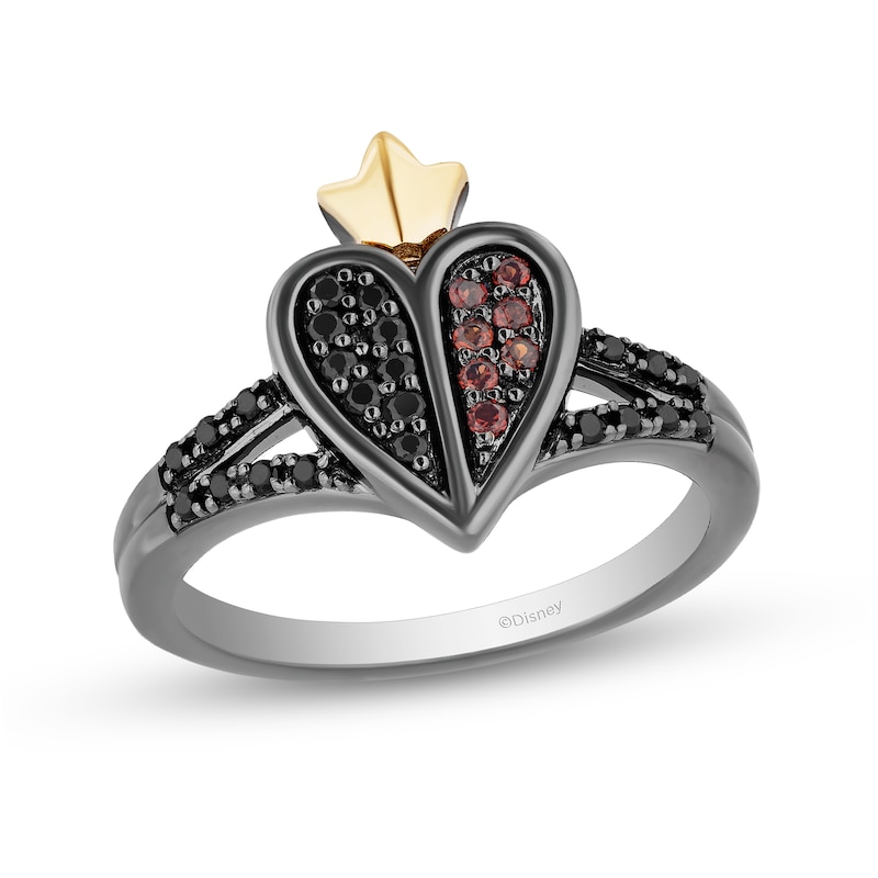 Disney Treasures Alice in Wonderland Garnet and 0.18 CT. T.W. Diamond Red Queen Ring in Sterling Silver and 10K Gold
