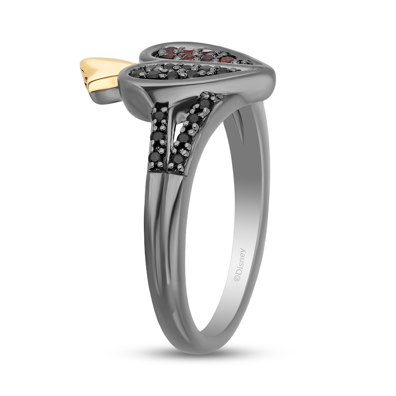 Main Image 2 of Disney Treasures Alice in Wonderland Garnet and 0.18 CT. T.W. Diamond Red Queen Ring in Sterling Silver and 10K Gold