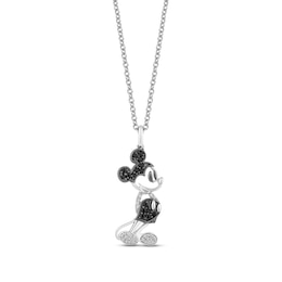 Disney Treasures Mickey Mouse 0.18 CT. T.W. Black and White Diamond Pendant in Sterling Silver – 19&quot;