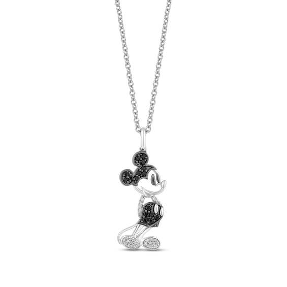 Disney Treasures Mickey Mouse 0.18 CT. T.W. Black and White Diamond Pendant in Sterling Silver – 19"