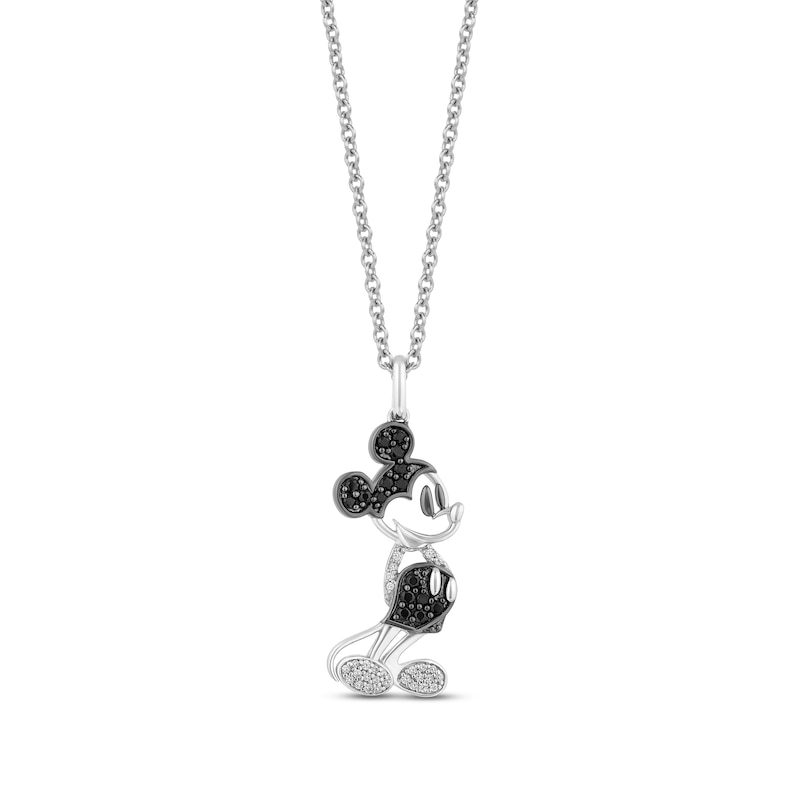 Disney Treasures Mickey Mouse 0.18 CT. T.W. Black and White Diamond Pendant in Sterling Silver – 19"