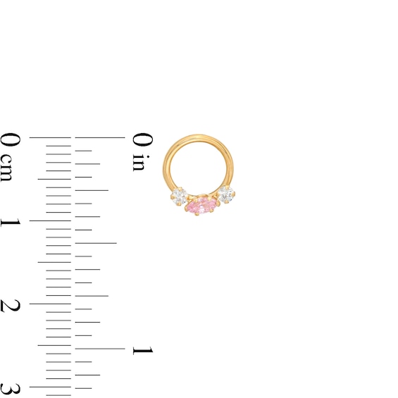 Child's Marquise Pink Cubic Zirconia Hoop Earrings in 14K Gold