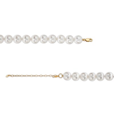 9.0-10.0mm Freshwater Cultured Pearl Strand Necklace with 14K Gold Extender and Clasp-19"