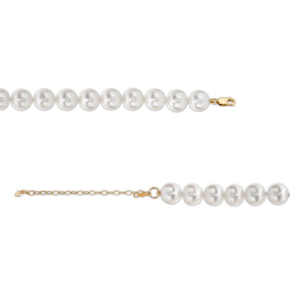 9.0-10.0mm Freshwater Cultured Pearl Strand Necklace with 14K Gold Extender and Clasp-19"