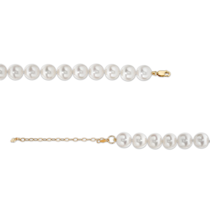 Main Image 3 of 9.0-10.0mm Freshwater Cultured Pearl Strand Necklace with 14K Gold Extender and Clasp-19"