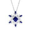 Thumbnail Image 0 of 5.0mm Princess-Cut and Marquise Blue Lab-Created Sapphire with Diamond Accent Snowflake Pendant in Sterling Silver