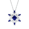 5.0mm Princess-Cut and Marquise Blue Lab-Created Sapphire with Diamond Accent Snowflake Pendant in Sterling Silver