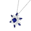 Thumbnail Image 1 of 5.0mm Princess-Cut and Marquise Blue Lab-Created Sapphire with Diamond Accent Snowflake Pendant in Sterling Silver