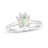 Thumbnail Image 0 of 6.0mm Heart-Shaped Lab-Created Opal and White Lab-Created Sapphire Paw Print Ring in Sterling Silver