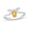 Thumbnail Image 1 of Oval Citrine and Diamond Accent Rope-Textured Dragonfly Ring in Sterling Silver