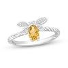 Thumbnail Image 0 of Oval Citrine and Diamond Accent Rope-Textured Dragonfly Ring in Sterling Silver