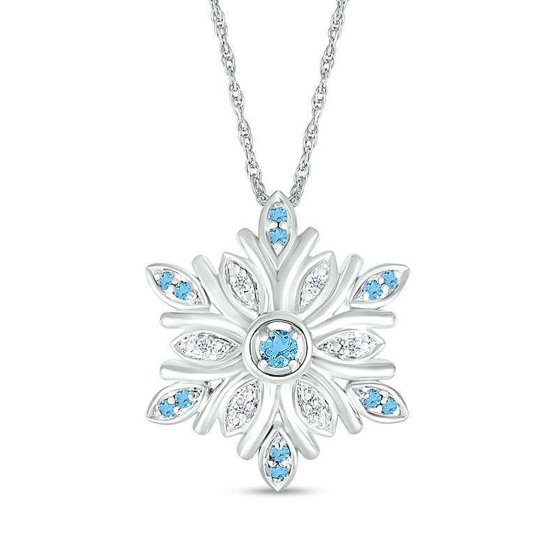 Swiss Blue Topaz and Diamond Accent Snowflake Pendant in Sterling Silver|Peoples Jewellers