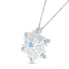 Thumbnail Image 2 of Swiss Blue Topaz and Diamond Accent Snowflake Pendant in Sterling Silver