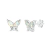 Thumbnail Image 1 of Marquise Lab-Created Opal and White Lab-Created Sapphire Butterfly Stud Earrings in Sterling Silver