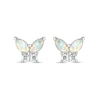 Thumbnail Image 3 of Marquise Lab-Created Opal and White Lab-Created Sapphire Butterfly Stud Earrings in Sterling Silver